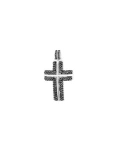 Croce Uomo Oro Bianco Diamanti Neri