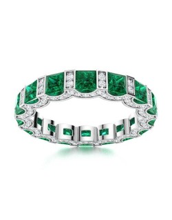 Anello Veretta Smeraldi e Diamanti