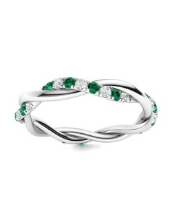 Anello Eternity Intrecciato Smeraldi