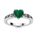 Anello Floreale con Smeraldo Cuore