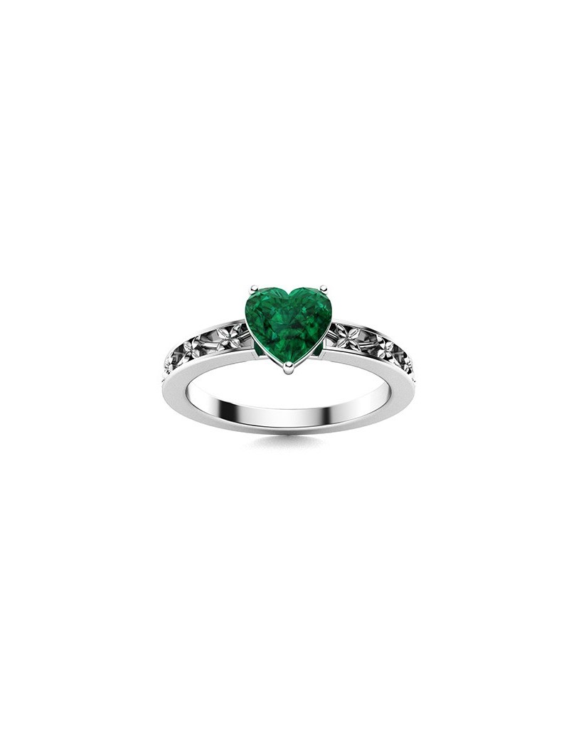 Anello Floreale con Smeraldo Cuore