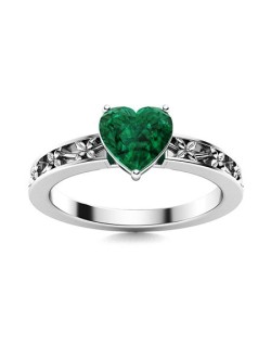 Anello Floreale con Smeraldo Cuore Naturale