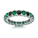 Anello Eternity Smeraldi e Diamanti Neri