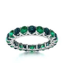 Anello Eternity Smeraldi e Diamanti Blu