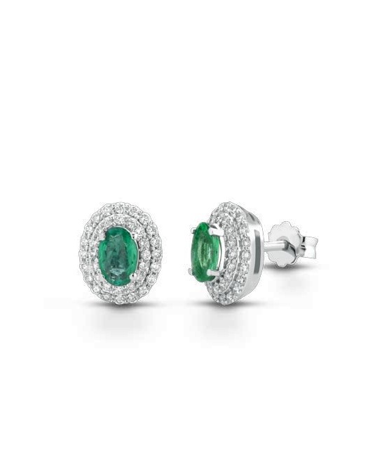 ORECCHINI FANTASIA IN ORO BIANCO 18 K CON RUBINI E DIAMANTI NATURALI E VVS