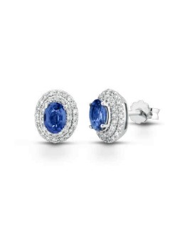 ORECCHINI FANTASIA IN ORO BIANCO 18 K CON ZAFFIRI E DIAMANTI NATURALI E VVS