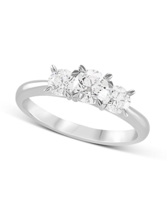 Anello trilogy con diamanti in oro bianco 18k