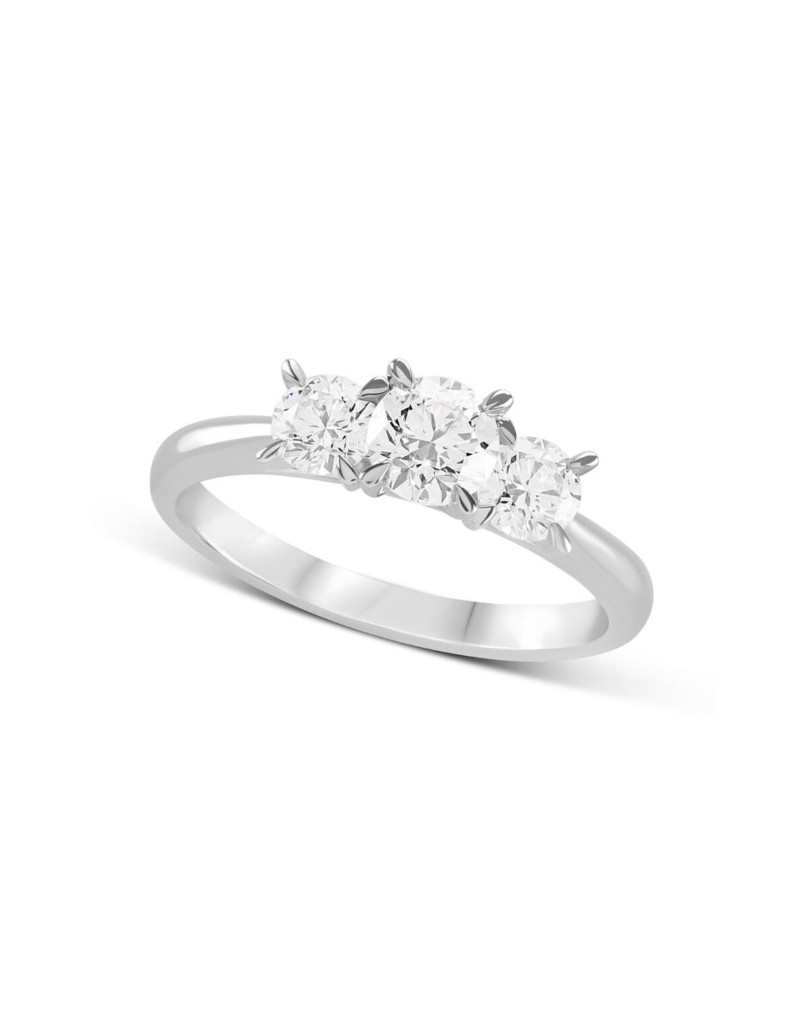 Anello trilogy con diamanti in oro bianco 18k