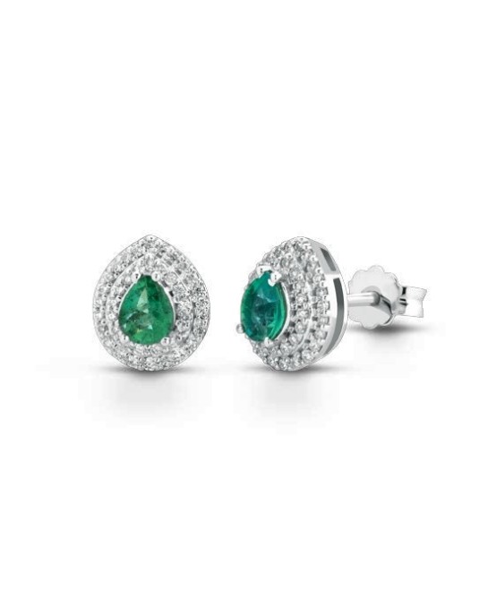 ORECCHINI FANTASIA IN ORO BIANCO 18 K CON RUBINI E DIAMANTI NATURALI E VVS