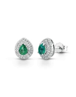 ORECCHINI FANTASIA IN ORO BIANCO 18 K CON RUBINI E DIAMANTI NATURALI E VVS