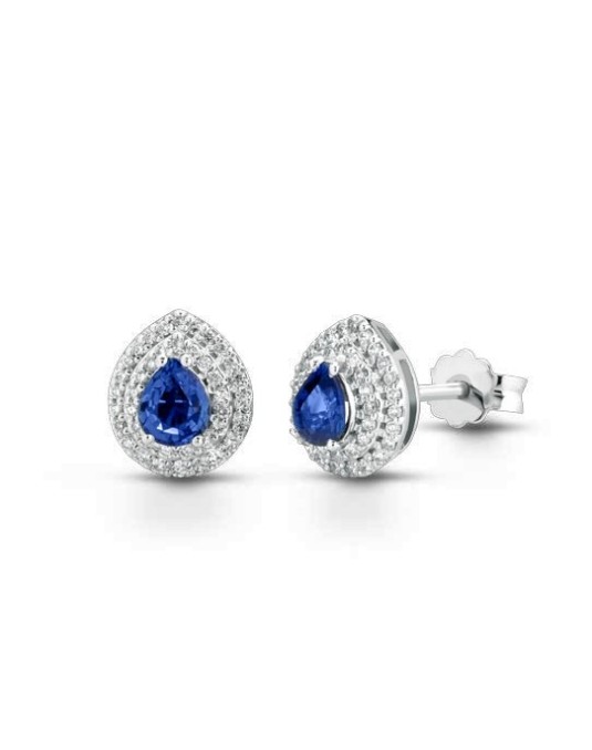 ORECCHINI FANTASIA IN ORO BIANCO 18 K CON ZAFFIRI E DIAMANTI NATURALI E VVS