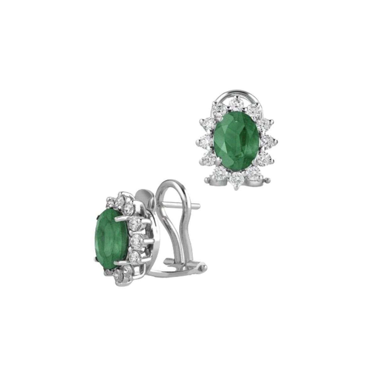Orecchini Smeraldo e Diamanti Modello Fiore SG89941