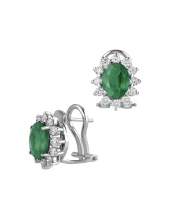 Orecchini Smeraldo e Diamanti Modello Fiore SG89941