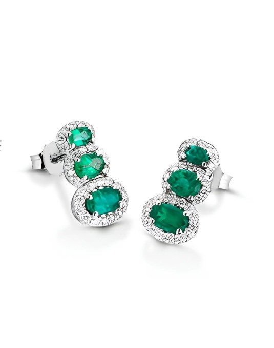Orecchini Trilogy di Smeraldo e Diamanti Naturali SG89716