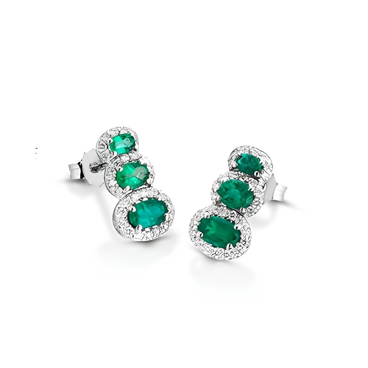 Orecchini Trilogy di Smeraldo e Diamanti Naturali SG89716
