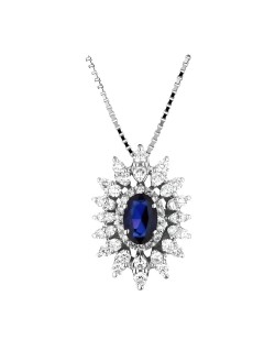 Ciondolo Charlotte Oro Bianco e Zaffiro SG79437