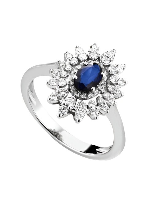 Anello Charlotte Oro Bianco e Zaffiro SG52836
