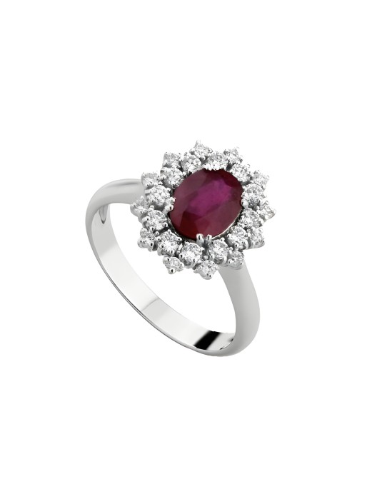 Anello di Rubino con Doppio Giro di diamanti SG58380