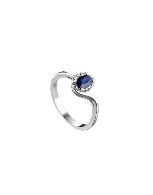 Anello Con Diamanti E Zaffiro Modello Pavé SG03388