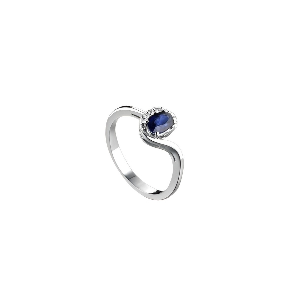 Anello Con Diamanti E Zaffiro Modello Pavé SG03388