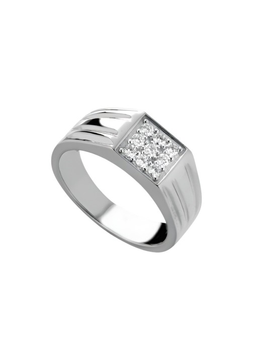 Anello da Uomo con Pavé di Diamanti in Oro Bianco 18k SG83963