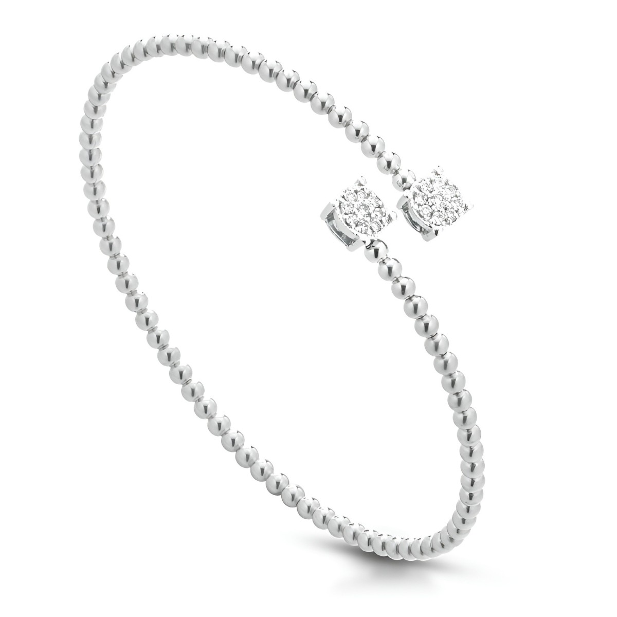 Bracciale Rigido con Sfere e Pavé di Diamanti in Oro Bianco 18k SG9898