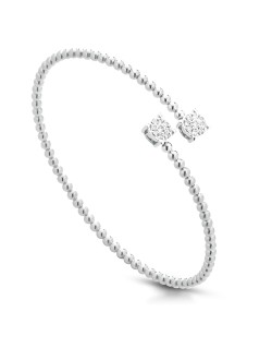 Bracciale Rigido con Sfere e Pavé di Diamanti in Oro Bianco 18k SG9898