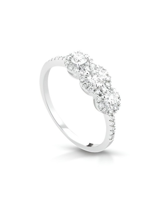 Anello Trilogy con Diamanti in Oro Bianco 18k SG22302