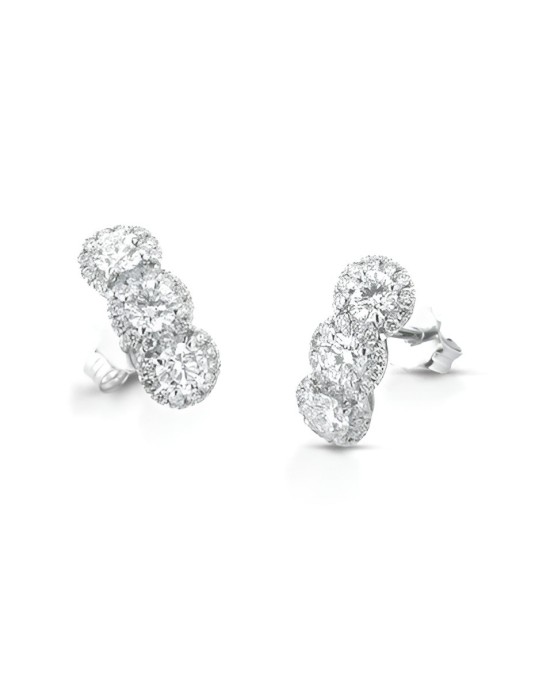 Orecchini Trilogy con Pavé di Diamanti in Oro Bianco 18k SG88204