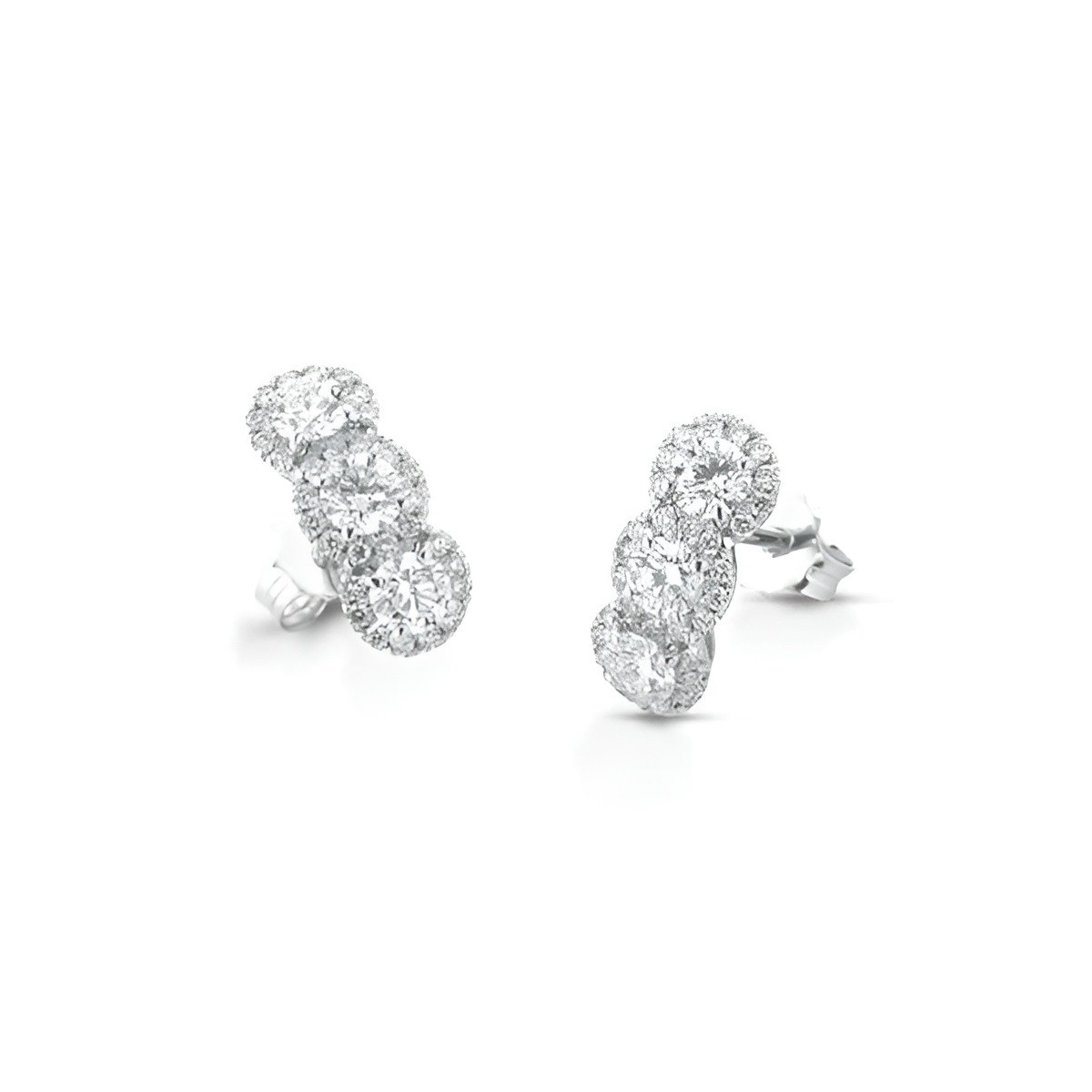 Orecchini Trilogy con Pavé di Diamanti in Oro Bianco 18k SG88204