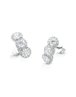 Orecchini Trilogy con Pavé di Diamanti in Oro Bianco 18k SG88204
