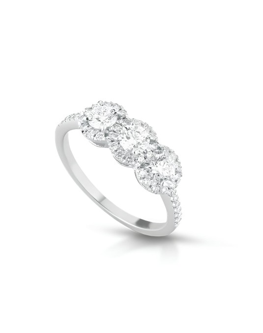 Anello Trilogy con Pavé di Diamanti in Oro Bianco 18k SG15808