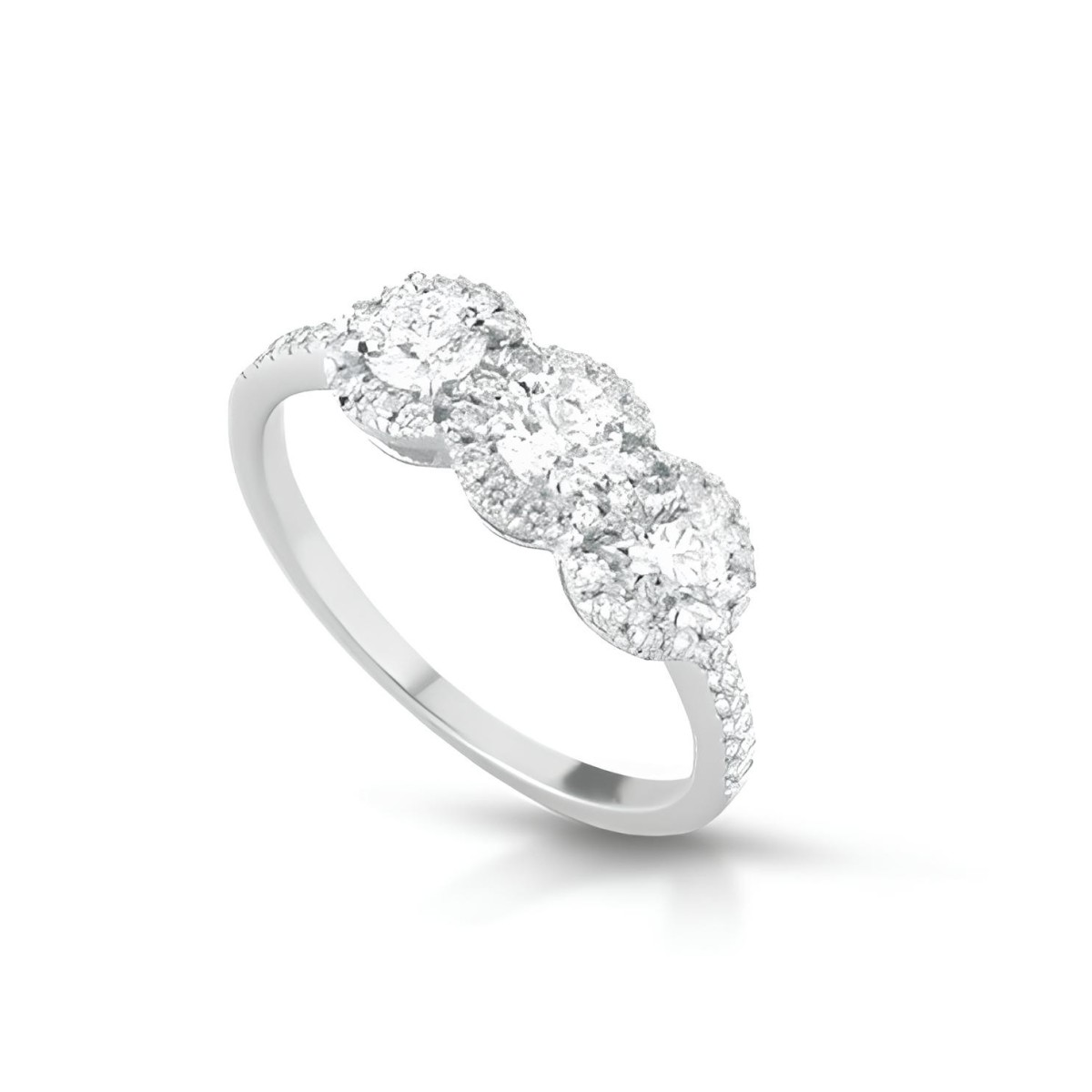 Anello Trilogy con Pavé di Diamanti in Oro Bianco 18k SG15808