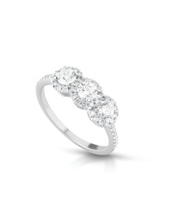 Anello Trilogy con Pavé di Diamanti in Oro Bianco 18k SG15808