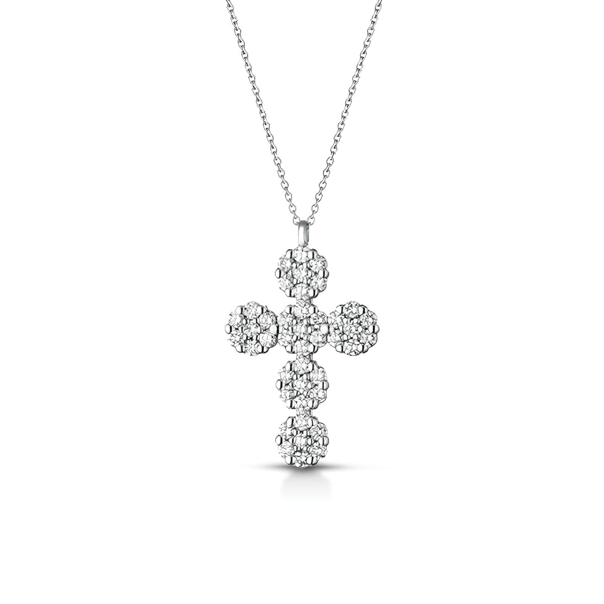 Croce in Oro Bianco 18k con Pavé di Diamanti SG66989