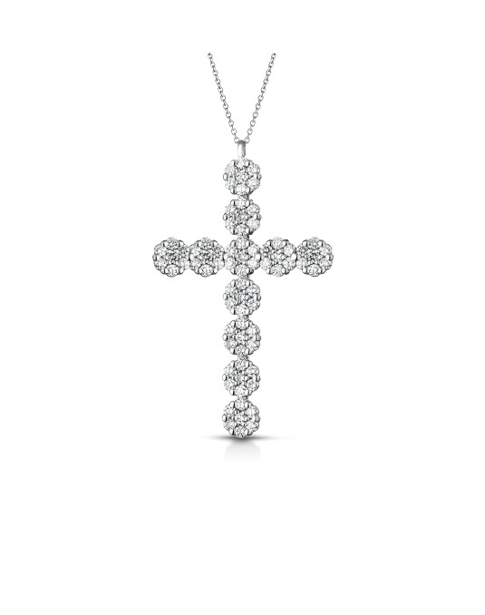 Croce Preziosa in Oro Bianco 18k con Diamanti Pavé SG96062