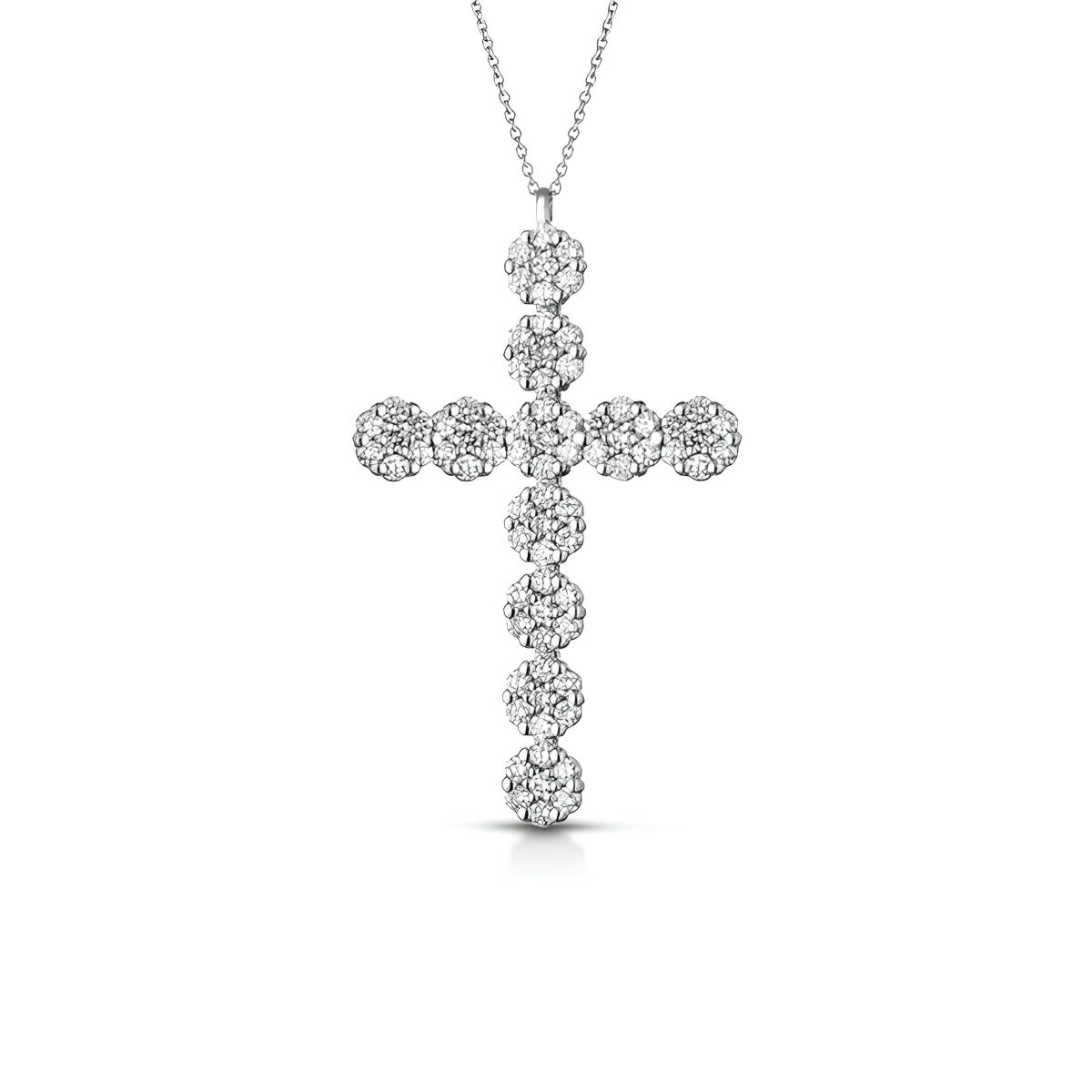 Croce Preziosa in Oro Bianco 18k con Diamanti Pavé SG96062
