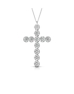 Croce Preziosa in Oro Bianco 18k con Diamanti Pavé SG96062
