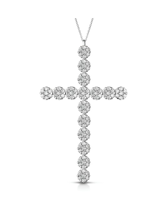 Croce Eleganza Divina in Oro Bianco 18k con Diamanti SG44809