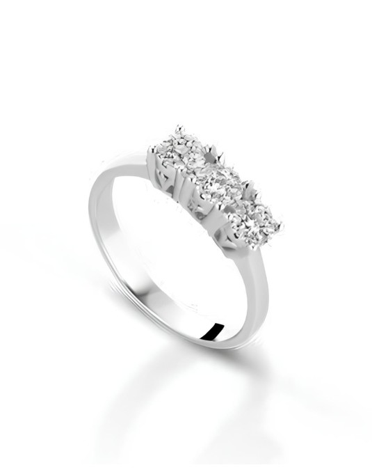 Anello Eleganza Trilogy in Oro Bianco 18k con Diamanti SG35463