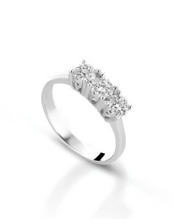 Anello Eleganza Trilogy in Oro Bianco 18k con Diamanti SG35463