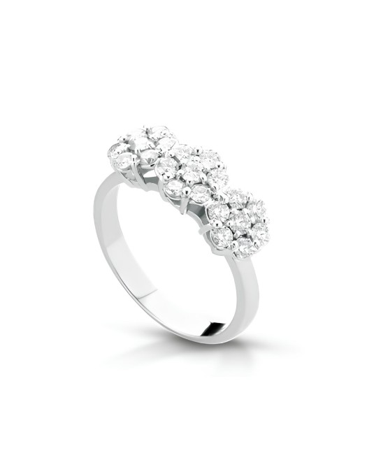 Anello Fiore Trilogy con Diamanti in Oro Bianco 18k SG45219