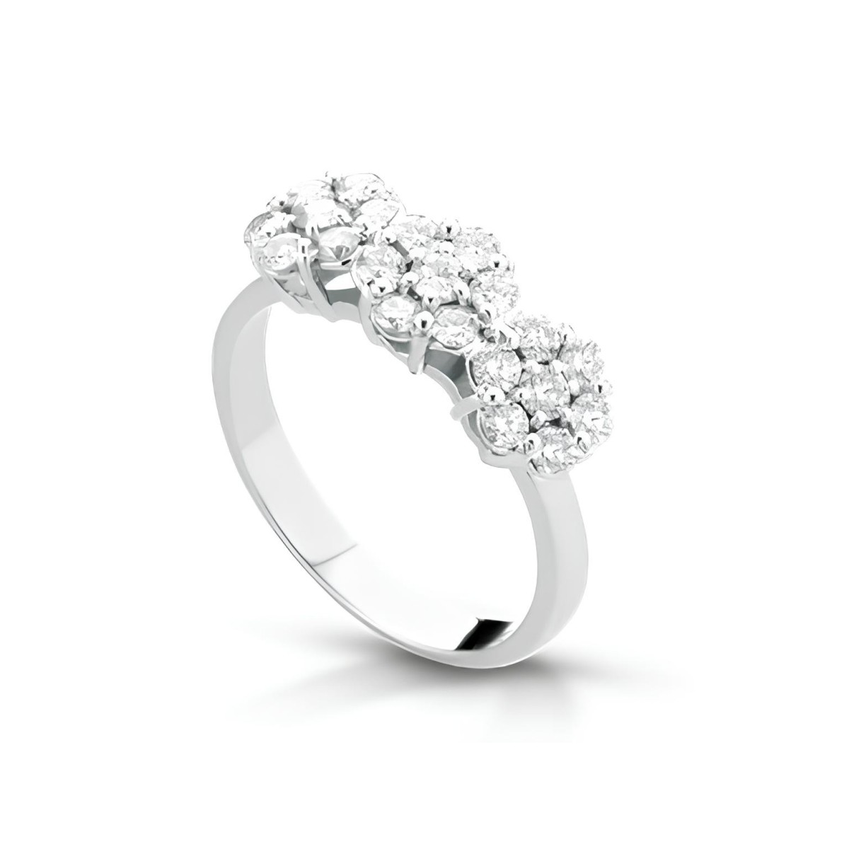 Anello Fiore Trilogy con Diamanti in Oro Bianco 18k SG45219