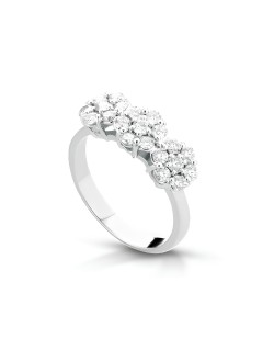 Anello Fiore Trilogy con Diamanti in Oro Bianco 18k SG45219