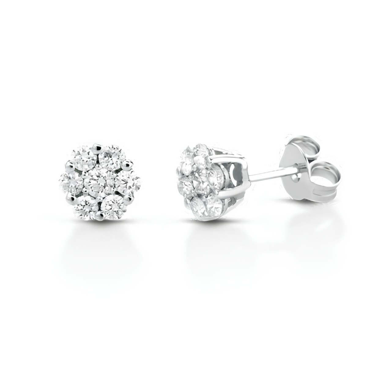 Orecchini Floreali in Oro Bianco 18k con Diamanti Naturali SG76710