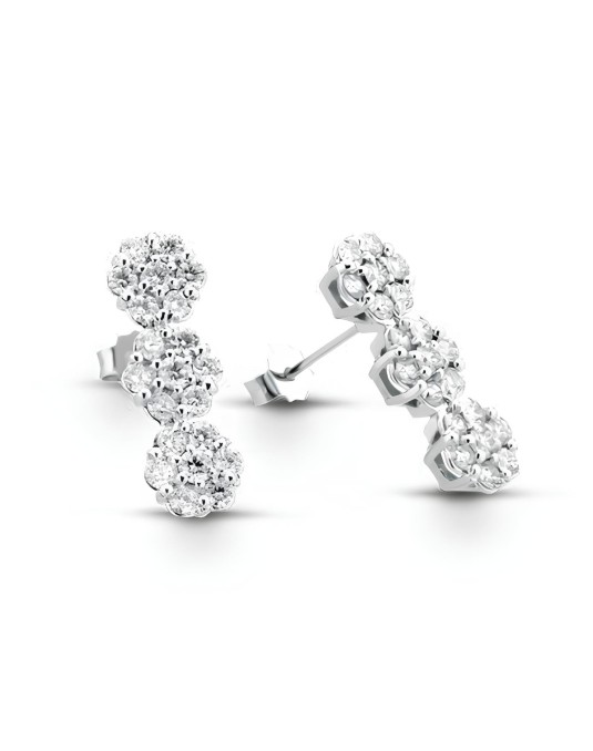 Orecchini Trilogy Fiore in Oro Bianco 18k con Diamanti Naturali SG8315