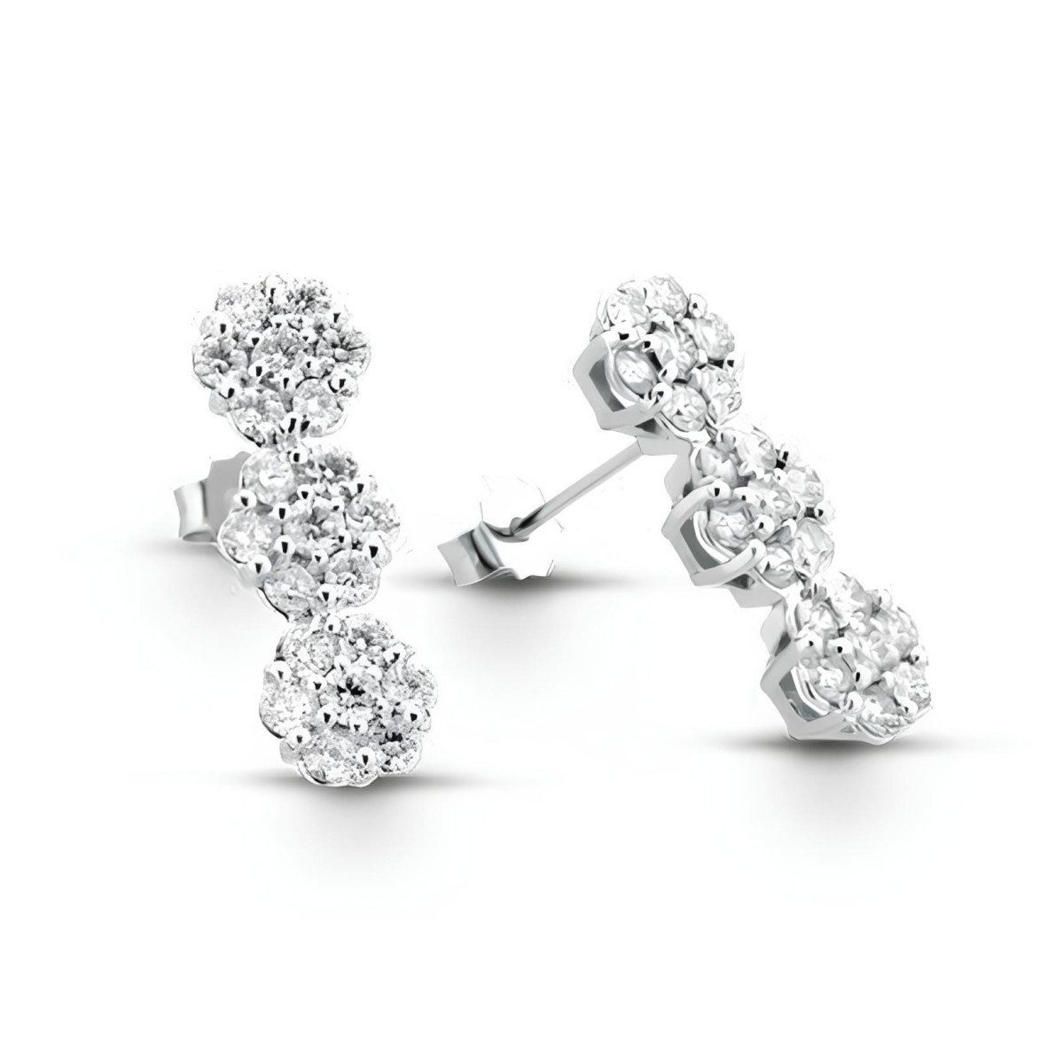 Orecchini Trilogy Fiore in Oro Bianco 18k con Diamanti Naturali SG8315