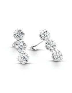 Orecchini Trilogy Fiore in Oro Bianco 18k con Diamanti Naturali SG8315