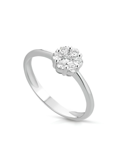 Anello Floreale in Oro Bianco 18k con Diamanti SG57009