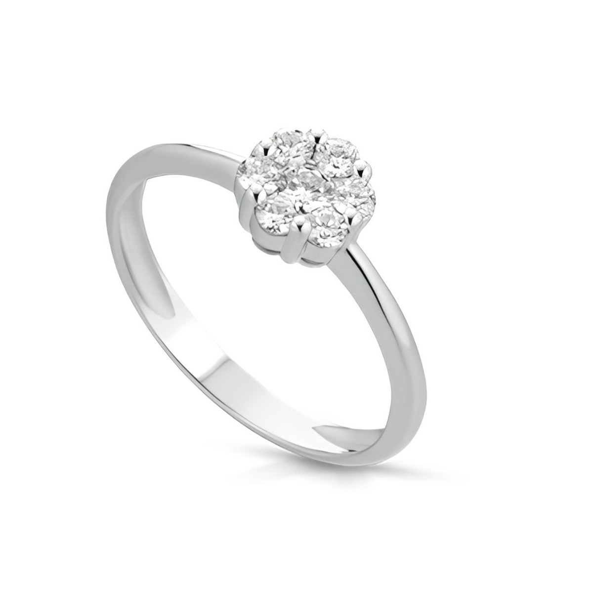 Anello Floreale in Oro Bianco 18k con Diamanti SG57009